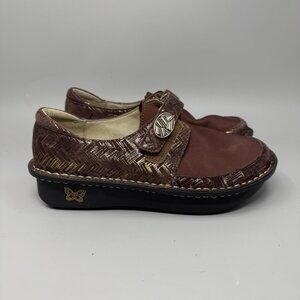 Alegria Dena Womens Clog Brown Leather Slip-On Size 8 Casual Comfort Shoes